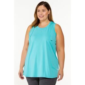 NWOT Belle Beach by Kim Gravel Aqua Blue Sleeveless Tunic Hoodie Women’s Size XL